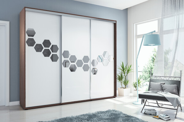 Šatní skříň Ska A23 XL Barva korpusu: Čokoláda, Rozměry: 250 cm, Dveře: Bílé