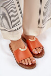 Dámské Pantofle Eko Kožené S Ozdobnými Detaily Oranžové Mevith 41