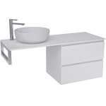 CERANO Koupelnová skříňka Carole - bílá matná + deska pod umyvadlo z lit. mramoru Elanys - 12 mm + konzole chrom - 160x46x49,2 cm
