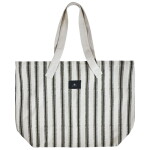 House Doctor Velká plátěná nákupní taška Off-white/Black, černá barva, textil