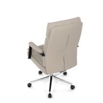 Křeslo kancelářské, béžová ekokůže, kříž kov chromový, houpací mechanismus, čalouněné područky