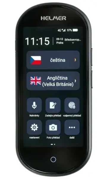 HELMER OTR 212 4G černá / Inteligentní hlasový překladač / 109 jazyků / mikrofon / foto sken / WiFi / 4G (hlmotr212)