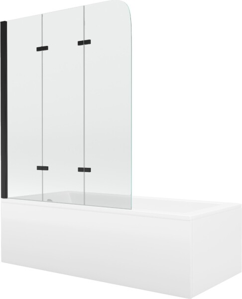 MEXEN/S - Cubik obdélníková vana 150 x 70 cm s panelem + vanová zástěna 120 cm, transparent, černá 550315070X9012037000