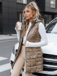 Dámská prošívaná vesta s kapucí ve zlaté barvě FashionStreet TY5258 L