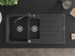 MEXEN/S - Andres granitový dřez s odkapávačem včetně baterie Carla, černá nakrapiany 6515-76-670700-76