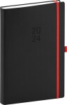 Diář 2024: Nox - černý/červený, denní, 15 × 21 cm