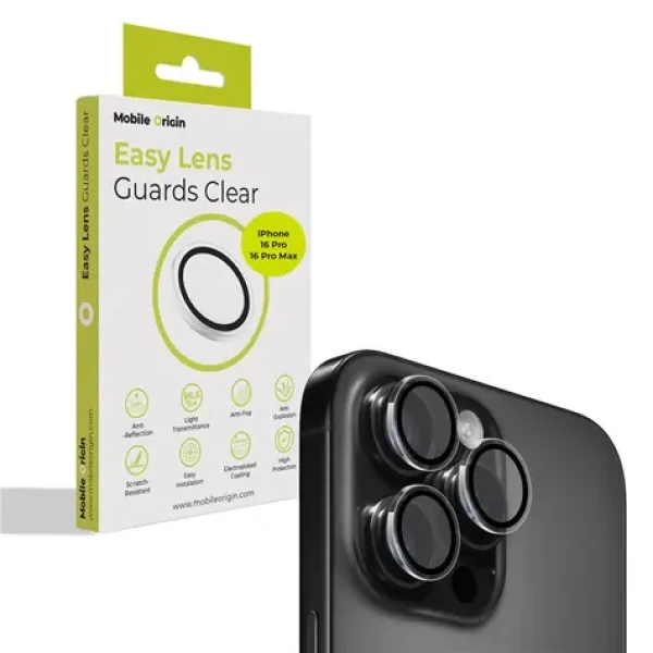 Mobile Origin Easy Lens guards ochranné sklo na objektiv pro Apple iPhone 16 Pro/16 Pro Max čirá (FRL-LSG-i16Pro-CLR)