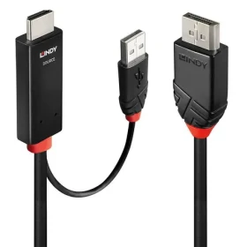 Lindy černá/červená / Adaptér / HDMI - DisplayPort / 4K 60Hz / 2 m (41499)