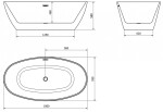 MEXEN/S - Eris volně stojící vana 180 x 95, bílá, sifon a přepad bílá 53441809500-20