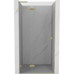 MEXEN/S - Lunar L sprchové dveře křídlové levé 70, transparent, zlatá kartáčovaná 834L-070-000-55-00-L