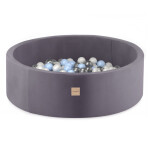 PLUSH NEST PLUSH NEST Suchý bazén kulatý Samet (šedý) Ø 90 × 30 cm s 200 míčky