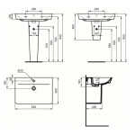 IDEAL STANDARD - Connect Air Umyvadlo 65x46 cm, s přepadem, otvor pro baterii, bílá E074101