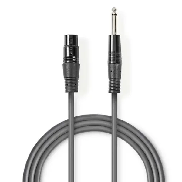 Nedis Nevyvážený Audio Cable XLR 3kolíková (F) - jack 6.35 mm (M) 5.00 m tmavě šedá (COTH15120GY50)