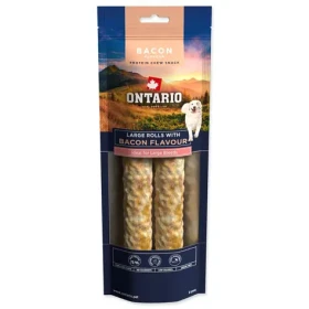 Ontario Protein / Žvýkací pamlsek / Příchuť slanina / Velká rolka / 2 ks / 25,4 cm (214-856333)
