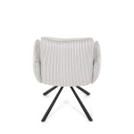 Židle jídelní, krémová manšestrová látka, 360° vratný mechanismus, černý kov