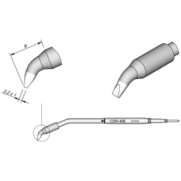 JBC Tools C250406 pájecí hrot dlátový, zahnutý Velikost hrotů 1 mm Obsah 1 ks