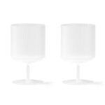 Ferm Living Sklenice na víno Ripple Frosted 270 ml – set 2 ks, bílá barva, sklo