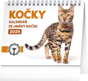 Stolní kalendář Kočky se jmény koček 2025, 16,5 13 cm