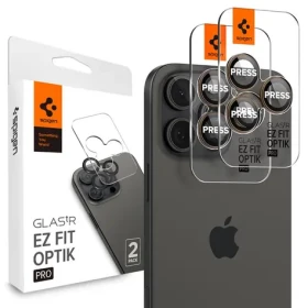 Spigen Glass tR EZ Fit Optik Pro ochranné sklo pro Apple iPhone 16 Pro/Pro Max 2ks desert titanium (AGL08862)