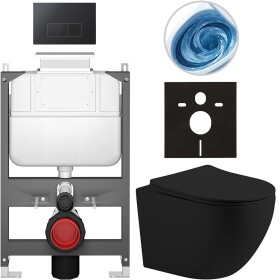 CERANO - Kompletní WC set Basic/Cesso - černá matná - WC tlačítko Modulo/Černá - ovládání shora - předstěnová instalace - 49x36 CER-8050BD86230