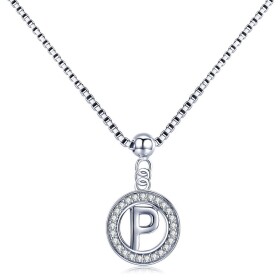 Stříbrný náhrdelník písmeno P - stříbro 925/1000, Stříbrná 45 cm P