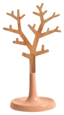 MSV OSLO broskvová / Držák na šperky / tvar stromu / plast, dřevo / 9 x 12,8 x 30 cm