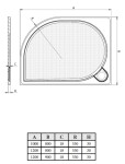 HOPA - Asymetrická čtvrtkruhová sprchová vanička LAKA - Rozměr A - 120 cm, Rozměr B - 80 cm, Způsob provedení - Pravá VANKCCTVRT1280P