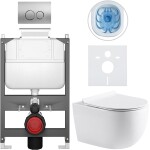 CERANO - Kompletní WC set Basic/Felci - bílá lesklá - WC tlačítko Dualo/Stříbrná - ovládání shora - předstěnová instalace - 53x37 CER-8050BD86070