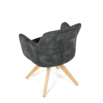 Židle jídelní, otočný mechanismus 360°, taštičkové pružiny v sedáku, tmavě zelená látka, noha masiv dub