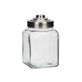 MADAM STOLTZ Skleněná dóza Steel Lid 1400 ml, čirá barva, sklo, kov
