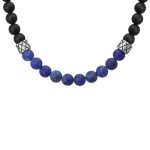 Pánský korálkový náhrdelník Marco - 8 mm černý onyx a lapis lazuli, 45 cm Modrá