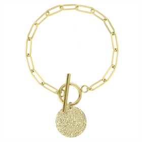 Ocelový náramek s medailonem Frida Gold, chirurgická ocel, Zlatá 18,5 cm