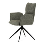 Židle jídelní, zelená látka, 360° vratný mechanismus, černý kov