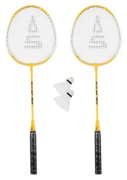 SULOV Badmintonový set žlutá / 2x raketa 24 cm / 2x míček / Cestovní vak