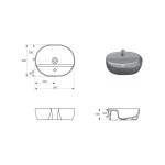 CERSANIT - Umyvadlo na desku MODUO OVAL 40X50 s otvorem pro bateri K116-154