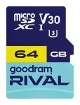 GOODRAM RIVAL M3AA microSDXC 64 GB + SD adaptér / Class 10 / UHS-I U3 / V30 / R: 100 MB/s / W: 40 MB/s (GGSM3AA-0640R12)
