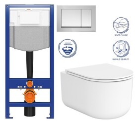 CERSANIT/S - CERSANIT předstěnový instalační systém s tlačítkem chrom K97-509 + WC CERSANIT INTRO PRO OVAL /VÍROVÉ SPLACH/+ SEDÁTKO K97-526 509 IR1