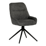 Židle jídelní a konferenční, tmavě šedá látka, černé kovové nohy, otočná P90°+ L 90° s vratným mechanismem - funkce res