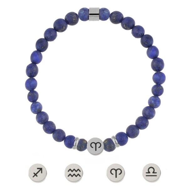 Náramek znamení zvěrokruhu Zodiac - 6 mm lapis lazuli, 12 druhů, Kozoroh (22.12. - 20.1.) Modrá 25 cm