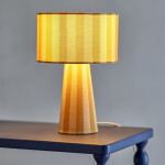 Bloomingville Stolní lampa Emmie Yellow Linen, žlutá barva, textil