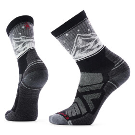 SMARTWOOL Hike Light Cushion Valley View Crew Sock, Black (vzorek) velikost: L