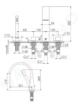 STEINBERG - 280 Baterie na okraj vany, 4-otvorová instalace, matná černá 280 2400 S