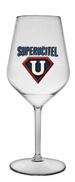 SUPERUČITEL (ZNAK) - čirá nerozbitná sklenice na víno 470 ml