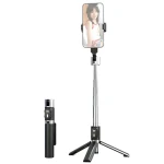 USAMS ZB324 Mini černá / Selfie tyč se stativem / Bluetooth dálková spoušť / Teleskopická až 1000 mm / Otočení 270°/360° (ZB32401)