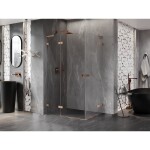 MEXEN/S - Lunar L Duo sprchový kout dveře křídlové 120 x 85, transparent, měď kartáčovaná 834L-120L-085P-65-00