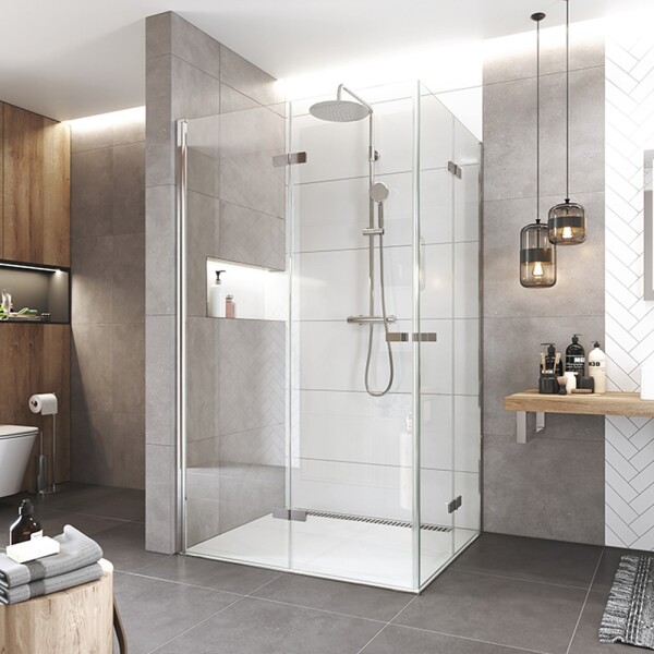 Mereo Sprchový kout, Novea, obdélník, zalamovací, 90x80 cm, chrom ALU, sklo Čiré CK12813ZVR