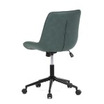 Židle kancelářská, zelená látka v dekoru broušené kůže, černý kovový kříž