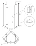 CERSANIT - Sada B773: kout JOTA pětiúhelník levý, chrom 80x80x195 + TAKO SLIM VIR S601-160