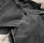 Černo/béžová dámská džínová bunda s kožešinovým límcem (br9585-1046) odstíny černé L (40)