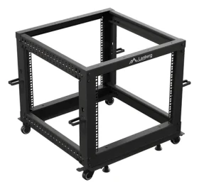 Lanberg Open Rack 9U černá / Stojanový rack / 19" / 600×600 mm / nastavitelná hloubka 576–1034 mm / nosnost 600 kg (OR01-6109-B)